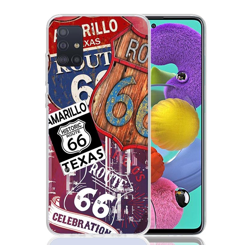 America Route 66 Phone Case For Samsung Galaxy A52 A32 A22 A12 A02S A50S A30S A51 A31 AA71 Note 20 Ultra 10 S10 Plus Galaxy A52