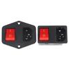 IEC320 C14 AC Electrical Socket Red LED Rocker Switch 10A 250V 3 Pin for Home Theater System Power Access