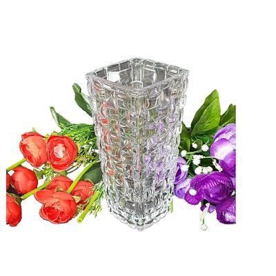 India Glass Dimond Cut Flower Vase (Crystal Clear 8 Inch)