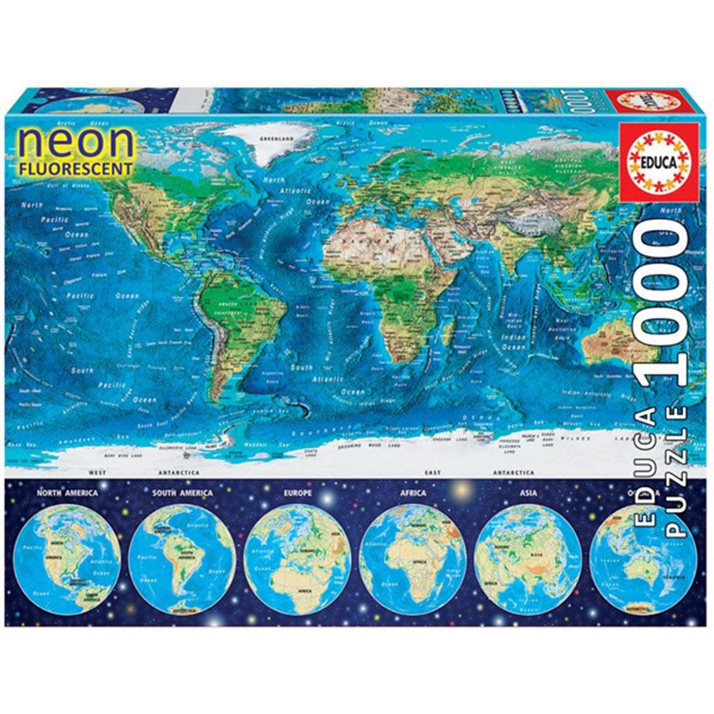 Educa Puzzle Collection 1000pcs (Neon World Map)