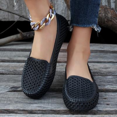 Damen Mokassins mit runder Zehenpartie in Überweite - Flache bequeme Slipper für den Sommer, lässige Alltagsschuhe