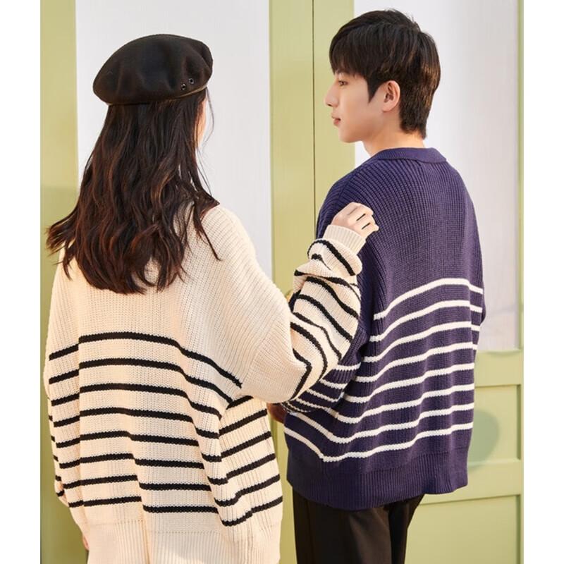 TonLion Couple's Striped Zip-Up Cardigan Sweater