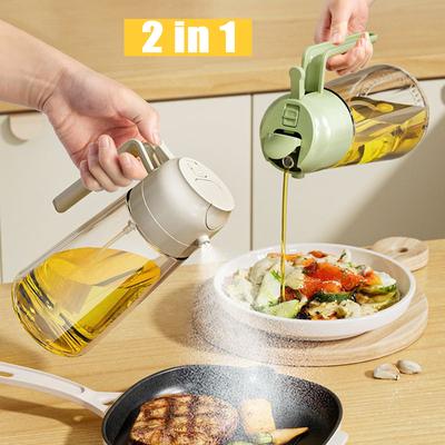 Bouteille de pulvérisation d'huile 2 en 1, bouteille d'huile en verre multifonction pour la cuisson, distributeurs d'huile de BBQ, pulvérisateur d'huile d'olive, monsieur Gadgets de cuisine