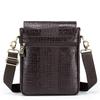 Men's Crocodile Print Single-shoulder Bag, Retro Genuine Leather Men's Crossbody Bag