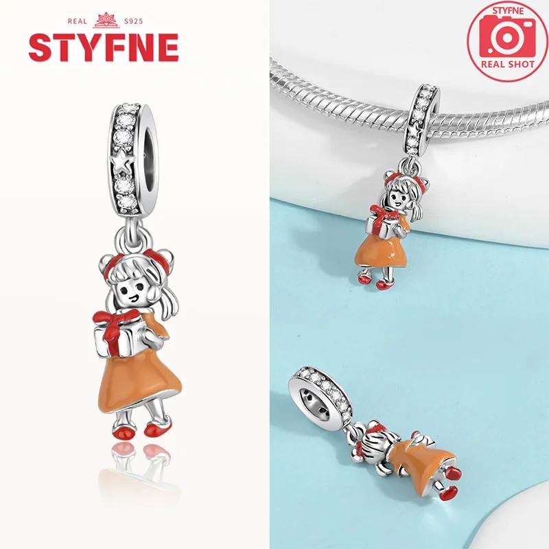 Coppergift Box Charm Luminous Beads Fits Brand Bracelet Diy Merry Christmas Fine Jewelry Pendant For Women Gift