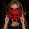 Realistische Gerimpelde Textuur Masker Halloween Demon Schuimmasker Rode Duivel Eng Halve Gezicht Donkere Sfeer Decoratie voor Cosplay Kostuum Maskeradefeest
