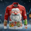 Christmas Men's Santa Claus Christmas Tree Snowflake Shirt Button Up Shirt Long Sleeve Funny Christmas Gifts Holiday Spring Fall