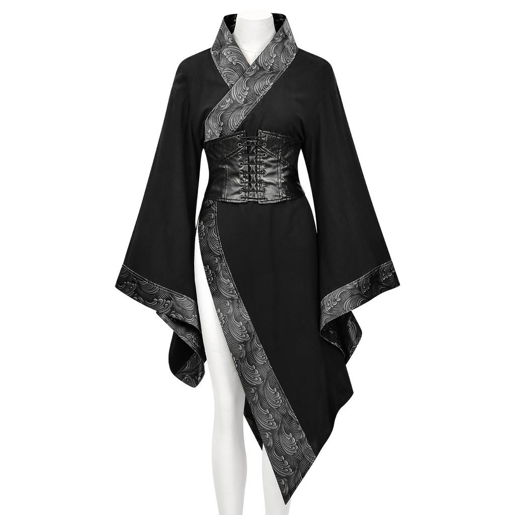 Gothic Fantasy Chinese Style Short Top With Cotton Linen For Halloween And Cosplay