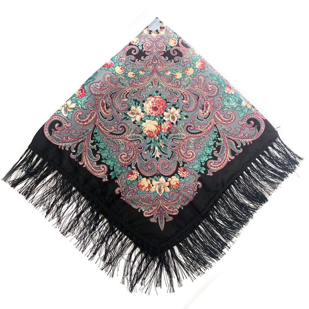 Damen Ethno-Print Warmer Schal Stola - Herbst/Winter Quadratisches Muslimisches Kopftuch