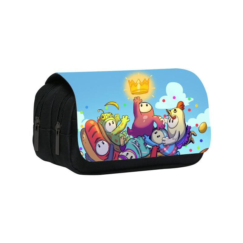 Fall Guys Pencil Case Double Layer Cartoon Stationery Bag For Students And Kids
