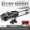 1/32 Scale Tesla Cybertruck Pickup Trailer RV Metal Alloy Toys Car Model Diecast Off-road Vehicle Gift for Boys Kids Collection Truck Ornaments
