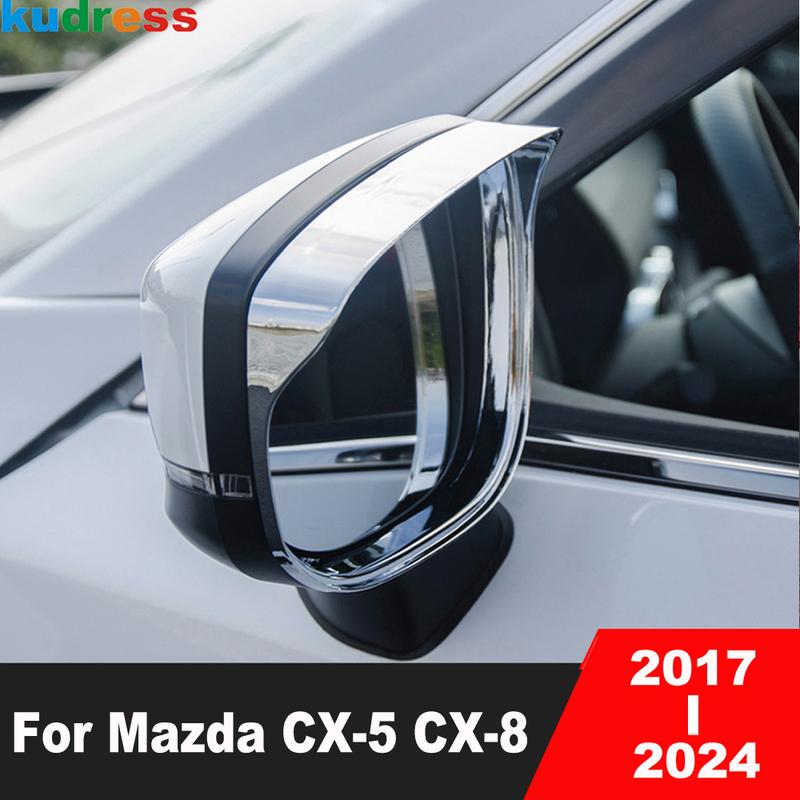 For Mazda CX5 CX-5 KF CX-8 2017--2024 Chrome Car Rearview Mirror Eyebrow Rain Shield Sun Visor Cover Trim Accessories