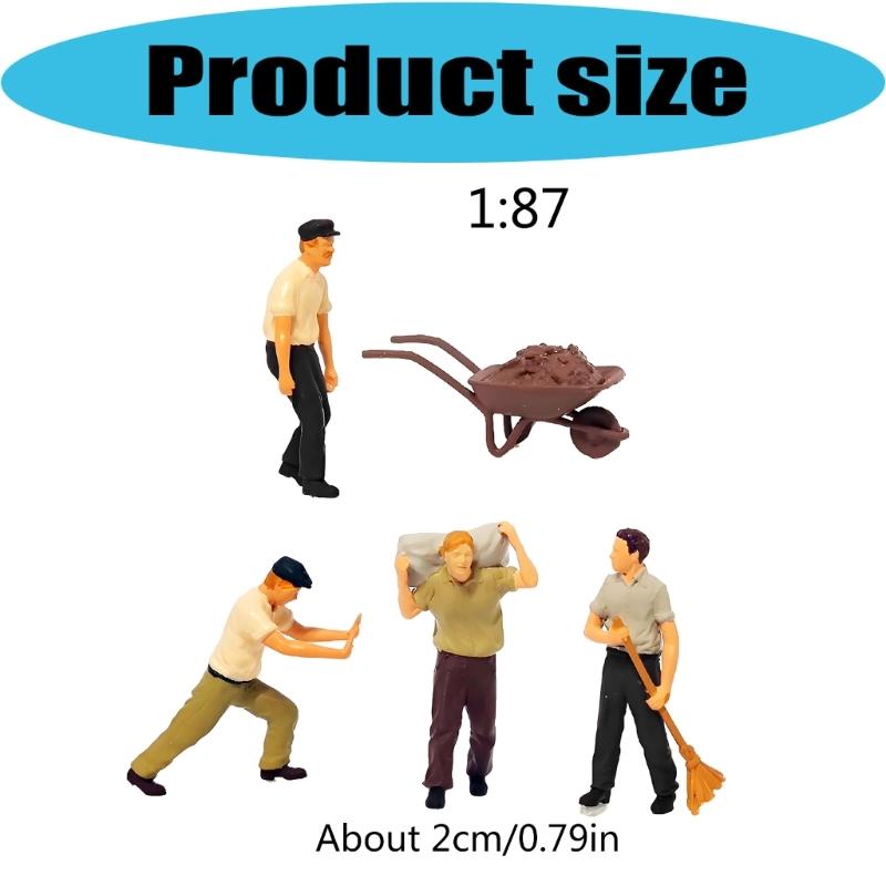 Professional 1:87 Scale Building Site Resin Model with Workers Moving Materials Hobbyist Collectible Model Gift