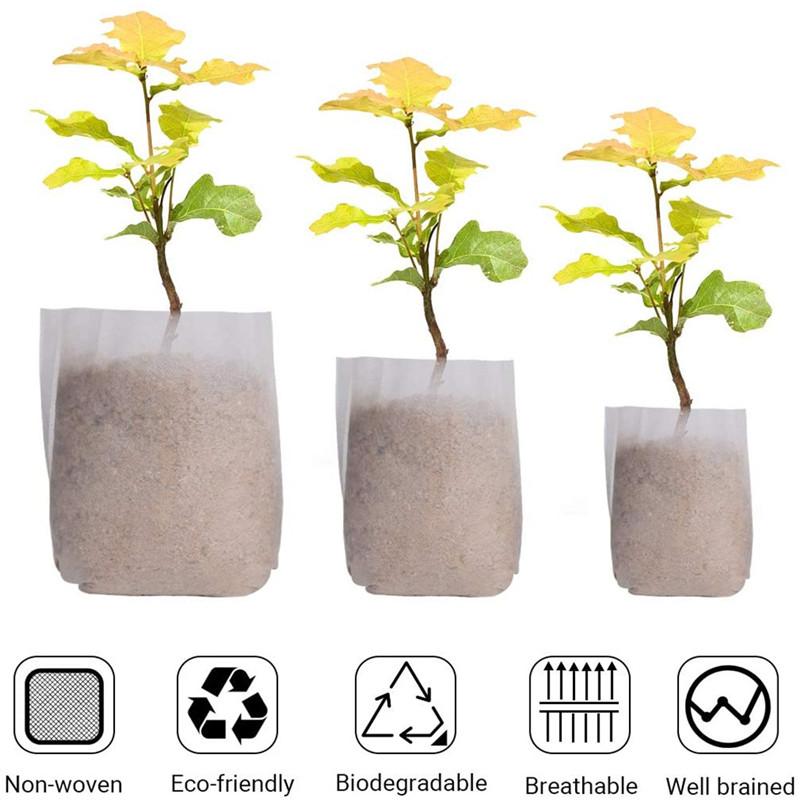 100Pcs Degradable Seedling Lift Bags Seed Pouch Potted Plant Grow Bag Breathable