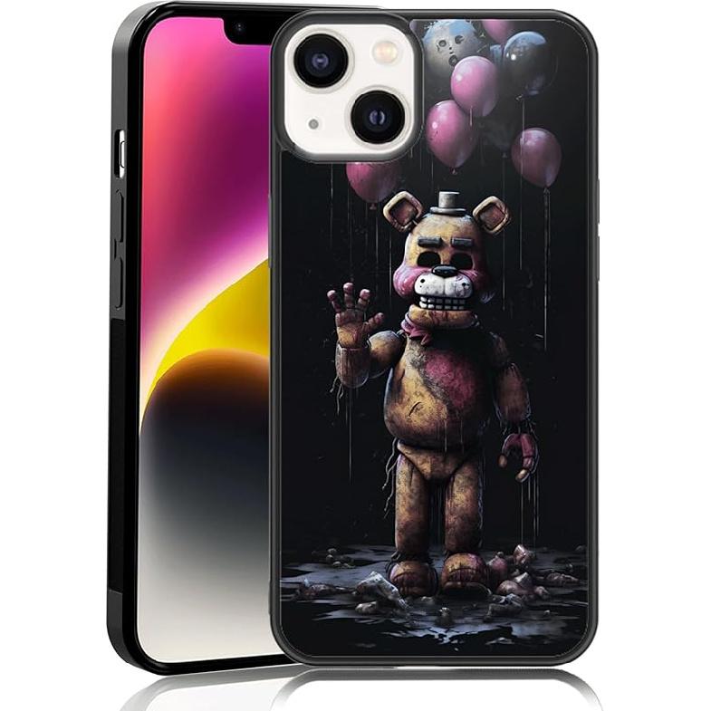 Black Cute FNAF Phone Case Fit for iPhone XR, TPU Shockproof Protective iPhone Case Horror Five Nights Video Game Phone Cover Gift for Boy Girl Men