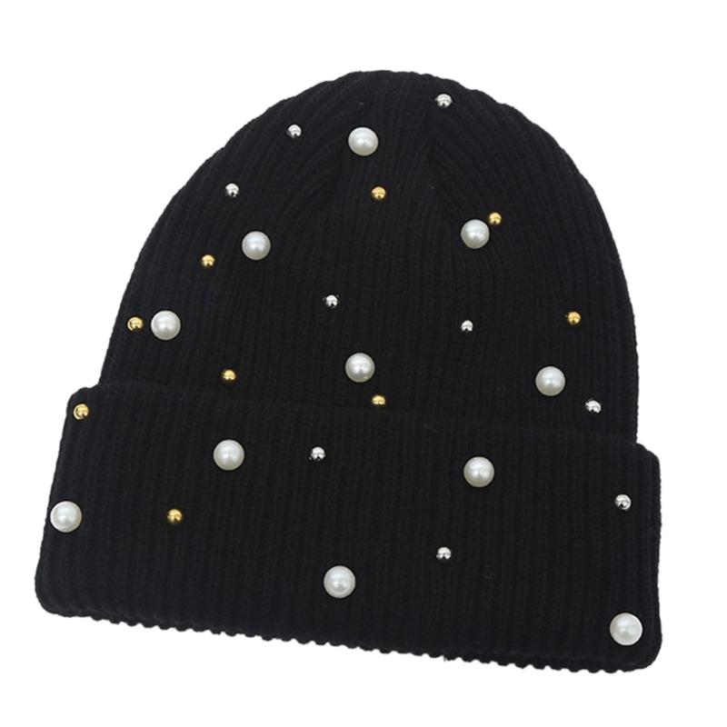 Fashionable Women's Winter Hat with Pearls Role Playing Hat Novelty Thermals Hat Suitable for Everyday Wear