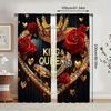 2Pcs Diamond Heart Crown print curtains  suitable for bedroom  living room kitchen decoration  home decoration  window decoration