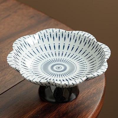 Blau und Weiß Keramik Hochfuß Snack- & Obstteller