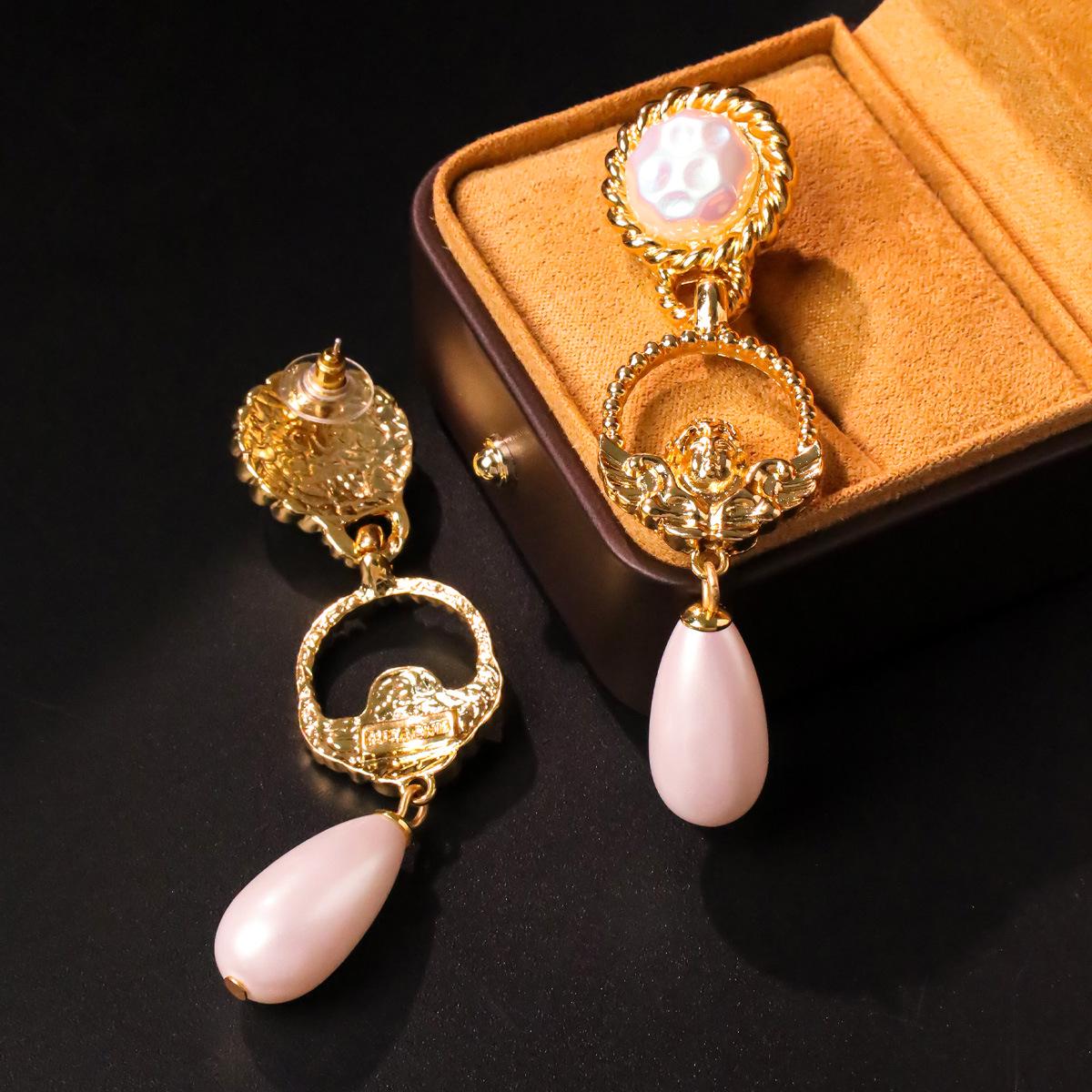 Vintage Pearl Water Drop Earrings - Elegant Retro Court Style for Women