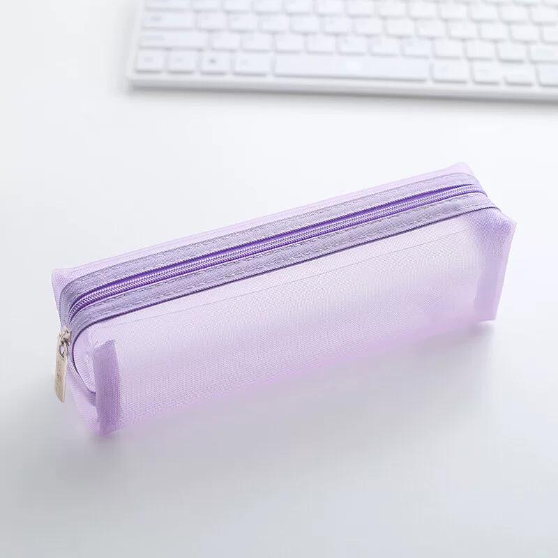 Große transparente Netz-Federtasche für Schüler - Einfache Schreibwarentasche für Jungen und Mädchen