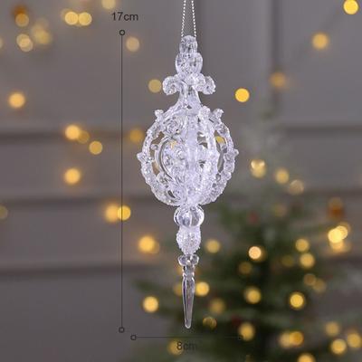 2PCS Acrylic Christmas Crystal Pendants DIY Wall Pendant Christmas Tree Ornaments Indoor Outdoor Snowflake Crystal Hanging