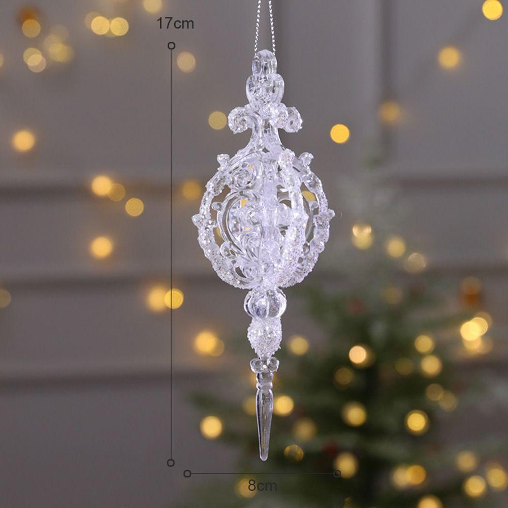 2PCS Acrylic Christmas Crystal Pendants DIY Snowflake Christmas Tree Ornaments Wall Pendant Indoor Outdoor Crystal Hanging