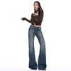 American retro low-rise micro-pull jeans women's autumn new Spice Girl slim-fitting and thin horseshoe flared pants
