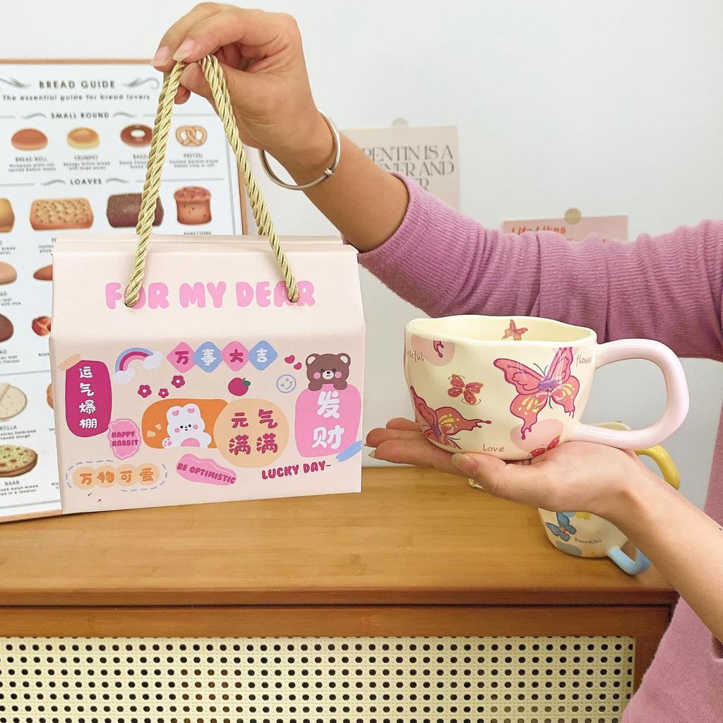 Butterfly Mug Design Sense High Value Coffee Cup Ceramic Water Cup Ins Style Breakfast Cup Sends Girls Gift