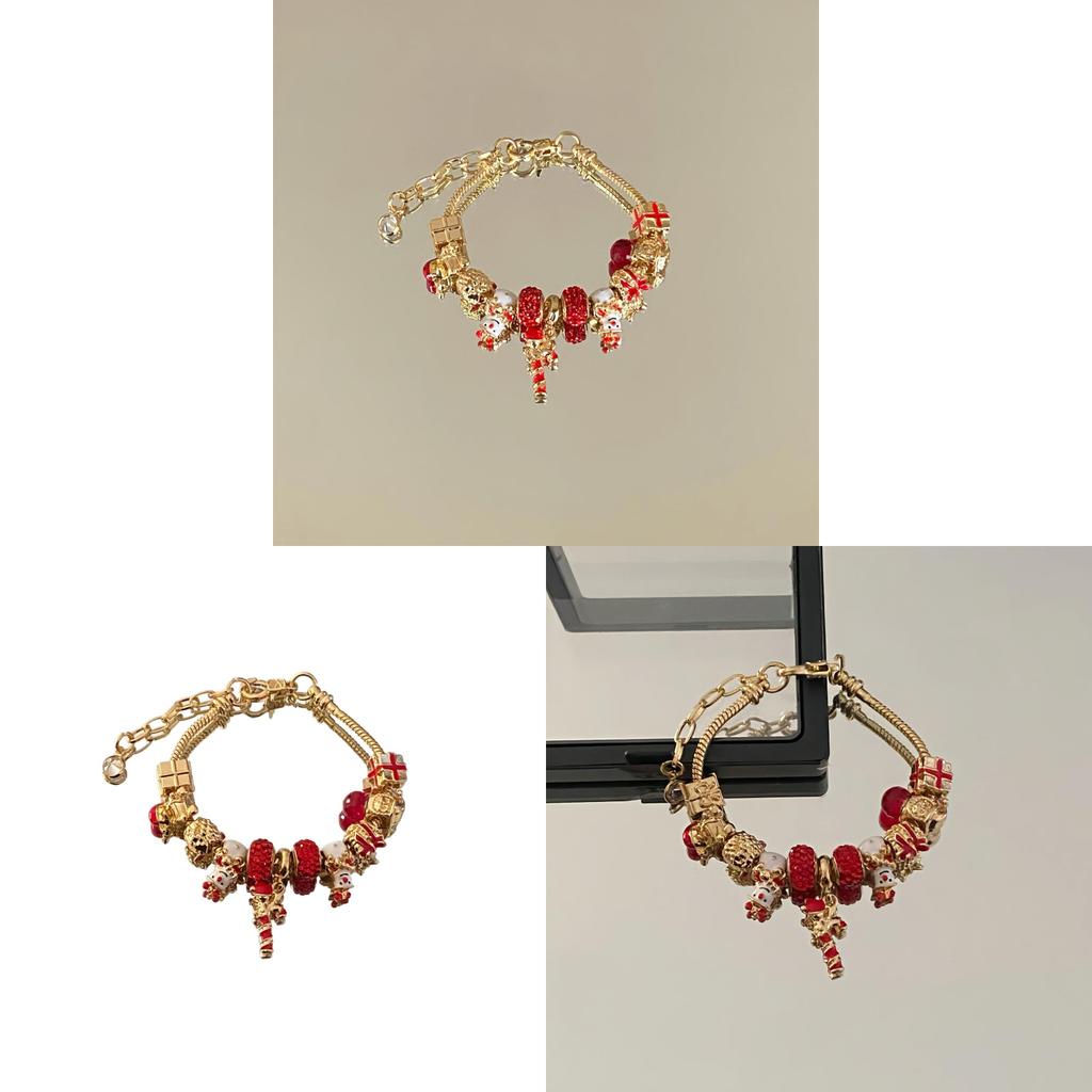 Christmas Beaded Bracelet For Women With Festive Charms Holiday Jewelry Gift