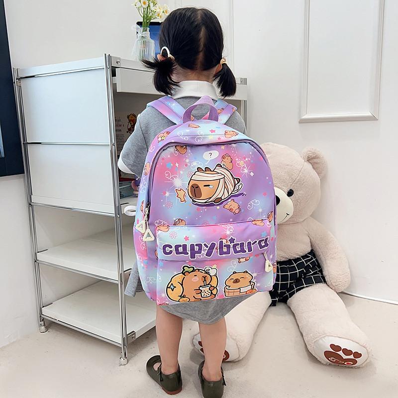 Cartoon Capybara Cute Car Bath Singing Printed Children Large Backpack Capacity
