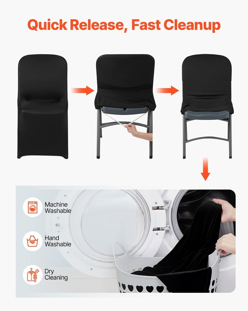 30 Pcs Black Chair Covers, Polyester Spandex Chair Cover, Stretch Slipcovers for Wedding Party Dining Banquet Flat-Front Chair Covers, Fits Chair