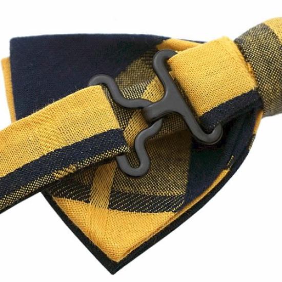 [Bowties.jp] Yellow Navy Check Bow Tie (Easy to Wear) bd216