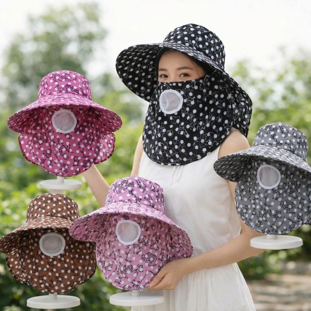 Wide Brim Face Mask Sun Hat UV Protection Fisherman's Hat Tea Picking Work Hat  Summer Outdoor