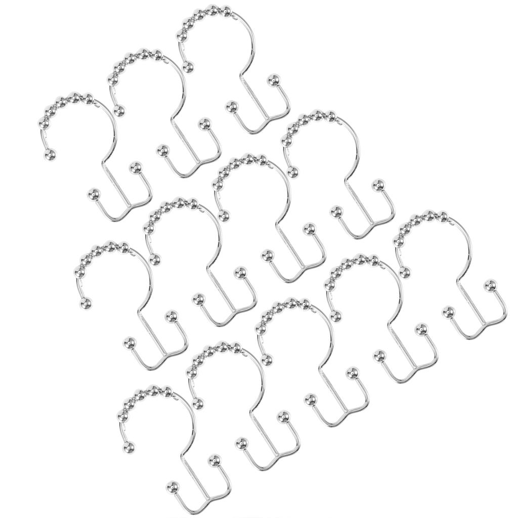 12 Stück Mehrzweck 8 Perlen Doppelgleit-Hängehaken Badezimmer Duschvorhanghaken Ringe