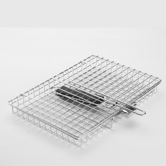 Grill Basket Foldable BBQ Grilling Removable Handle Basket with Stainless Steel Outdoor Cooking Camping Accessories