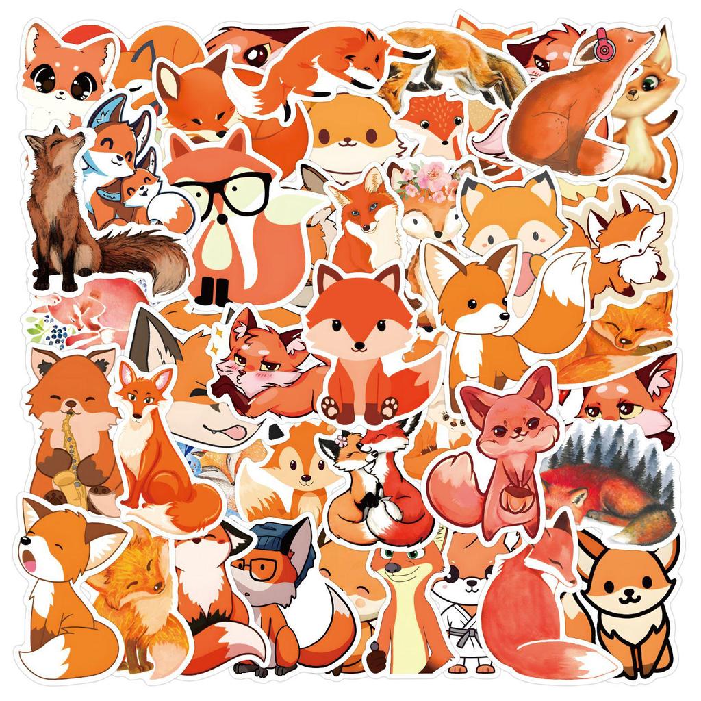 60-Piece Cartoon Fox Graffiti Stickers for Children’s DIY Journals and Water Bottles