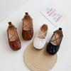 Girls Leather Shoes Princess Sweet Fashion Children's Flats Soft Ruffle Pleated Kids Dress Shoes Slip-on Spring Summer Prewalker