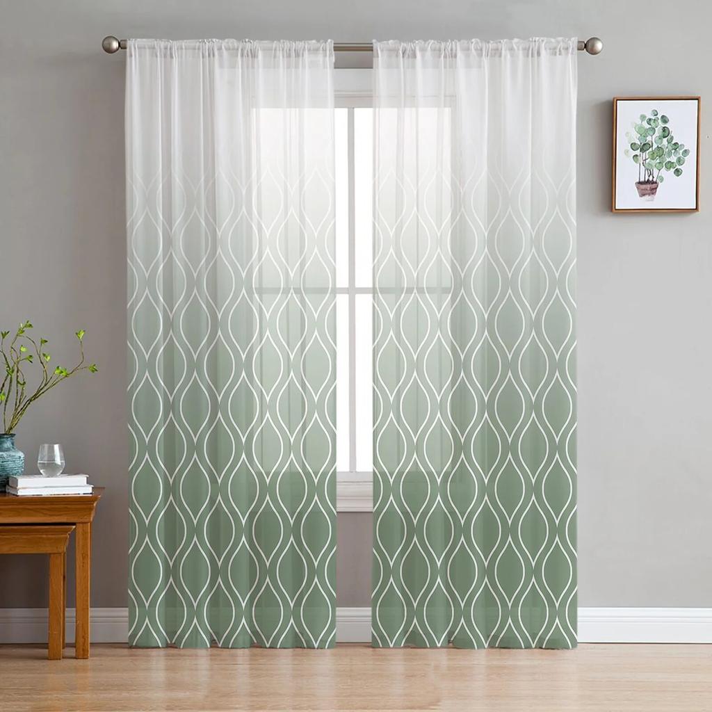 Marokko Tekstur Marineblå Voile Skjære Gardiner For Stuevindu Chiffon Tyllgardin Kjøkken Soverom Draperier Hjemmeinnredning