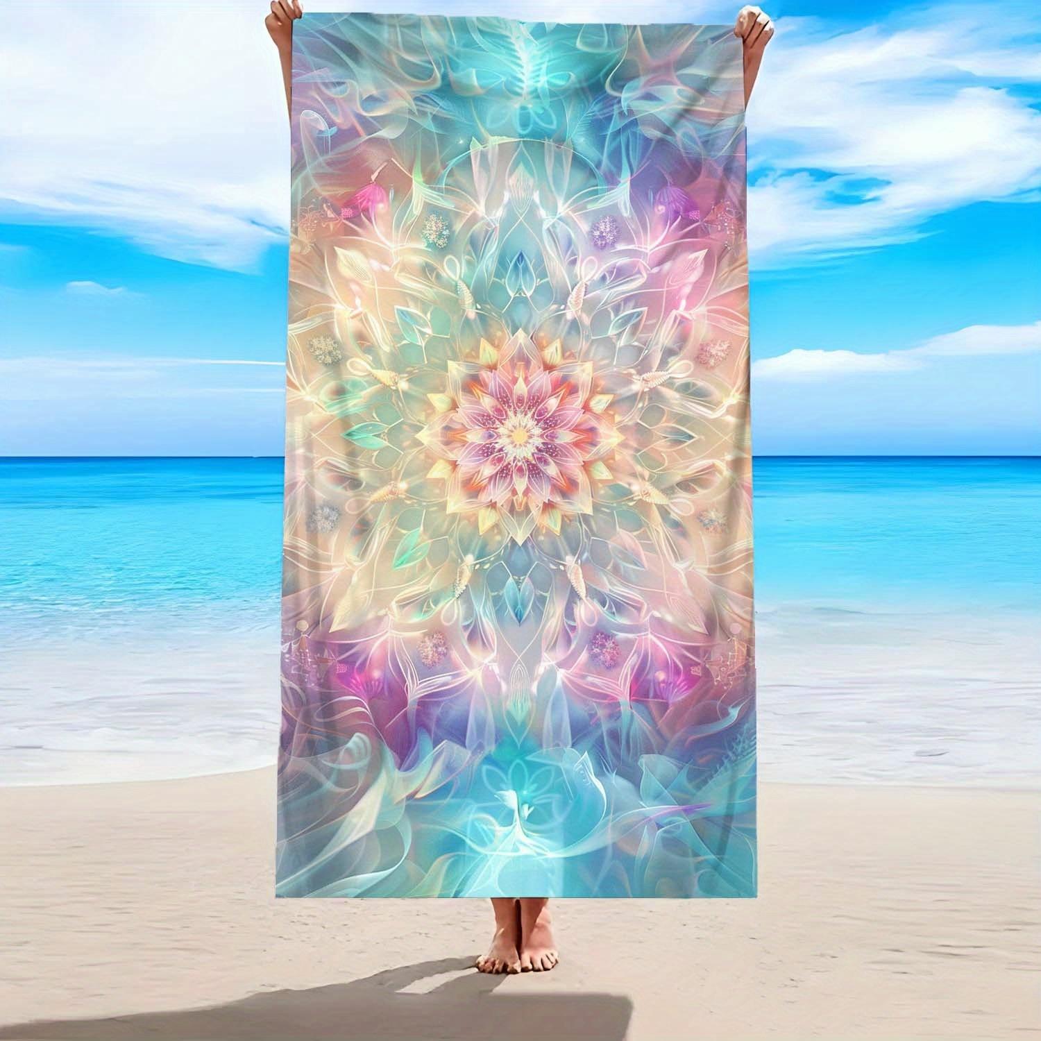 

Vibrant Mandala Large Quick-Drying Beach Towel, Polyester Sand Sun Protection for Surfing Swimming Yoga W40*H60(CM)