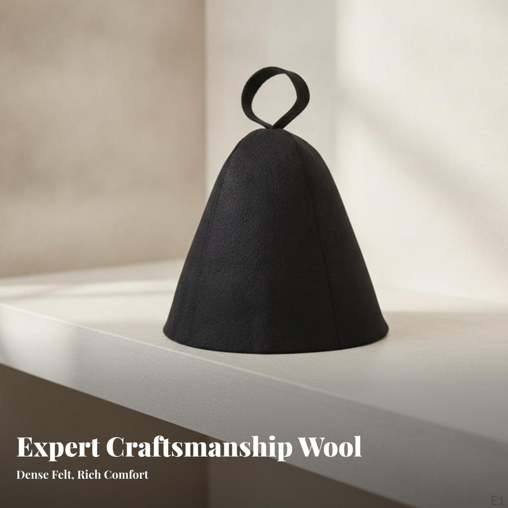 Heat Protection Felt Sauna Hat | Simple ConeShaped Design, Cap, for Steam Room 25x20x2cm