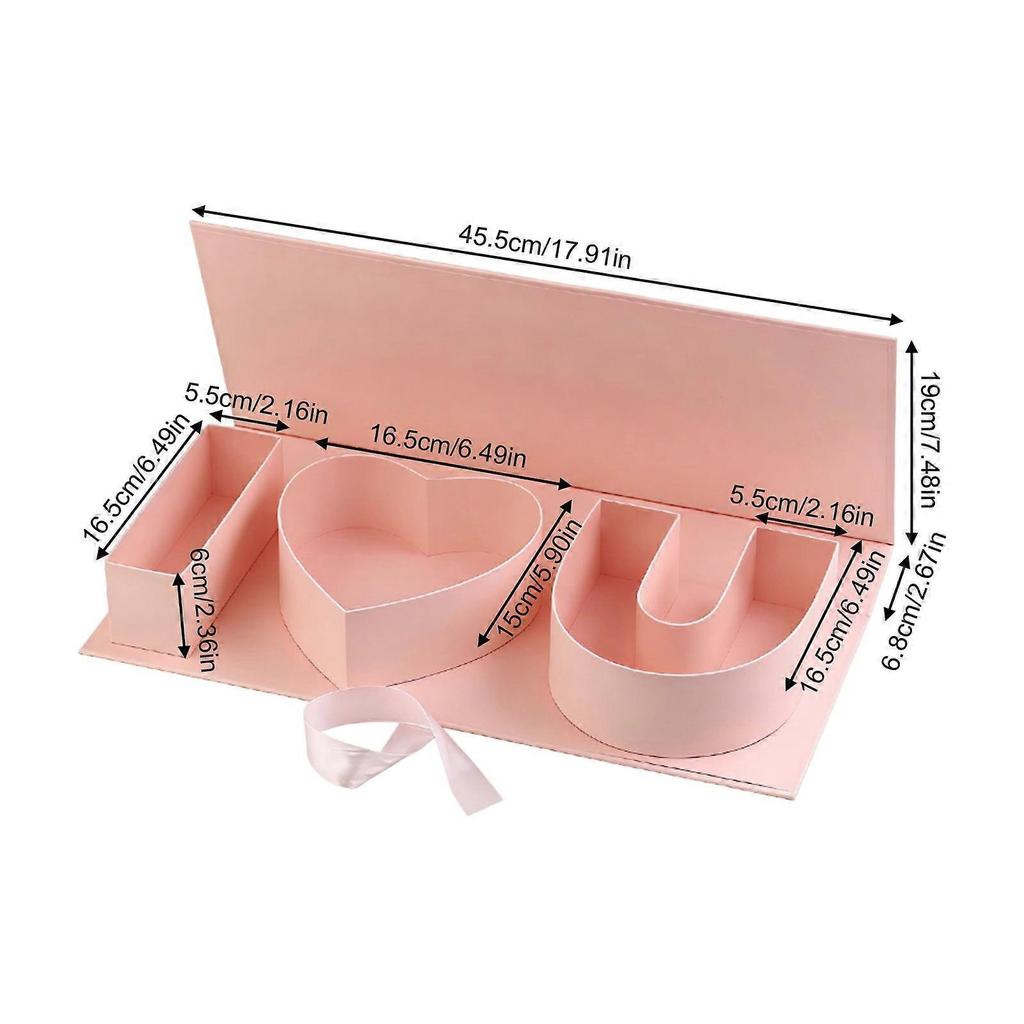 Valentine’s Day Gift Box – “I Love You” Flower Box, White, 17.9", 1pc, Compatible with Floral Arrangements