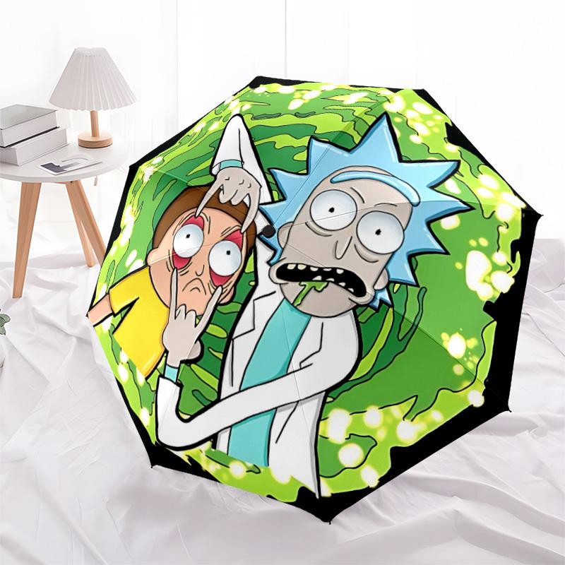 1PC Rick "Morty" Automatic Folding Umbrella, Automatic Folding Umbrella with 8 Ribs, Convenient for Outdoor Use 068