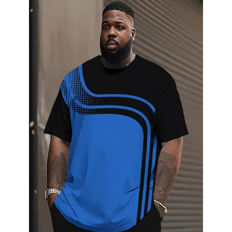 3 Men's Breathable Casual Sports T-shirts - Short Sleeved Stripes and Geometric Patterns