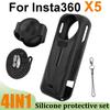 4IN1 Silicone Cover Case Fit for Insta360 X5 Panoramic Action Camera Anti-scratch Protector for Insta360 X5 with Strap Keychain