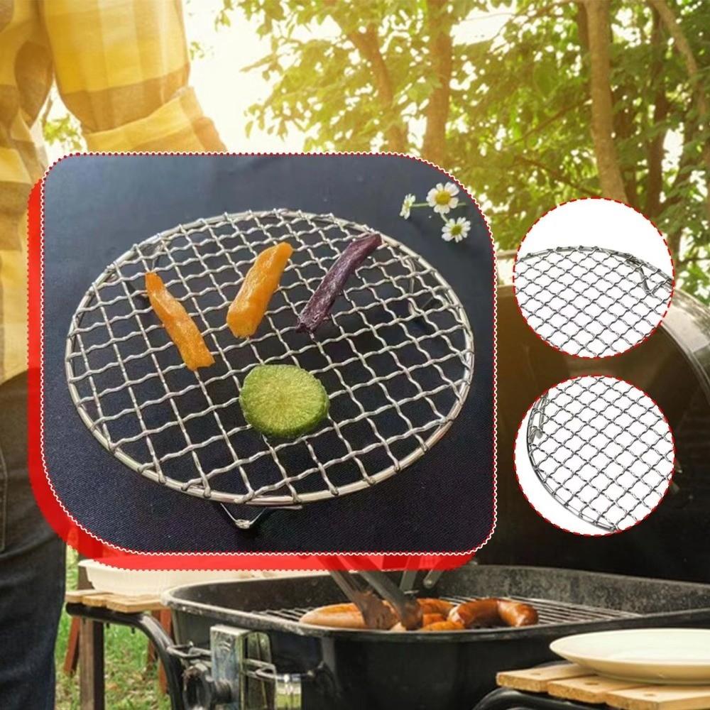 Round Shape BBQ Net Stainless Steel Air Fryer Rack Grilling Mat Baking Rack  Oven Use