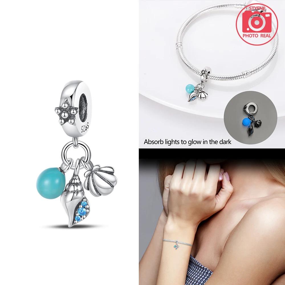 New Copper Colors Marine Shell Luminous Pendant Fit Copper Colors Original Bracelets Diy Birthday Jewelry Gift