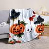 Halloween Flannel Fleece Throw Blanket - Pumpkin Ghost Witch Hat Print, Cozy Soft Plush Blanket for Sofa, Bed, Car, Office, Camp