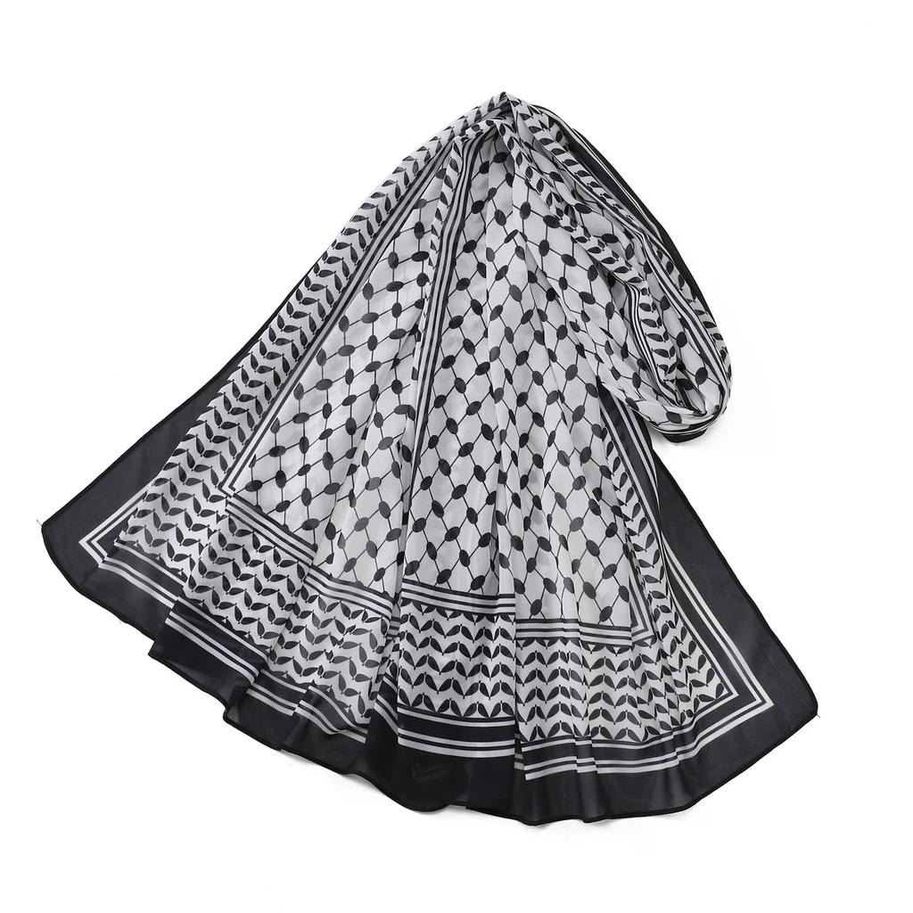 Foulard in Chiffon Stampato Ramadan Medio Oriente Dubai Turchia Fascia per Capelli Donne Musulmane Hijab Moda Islamica Foulard Turbante Lungo Femminile