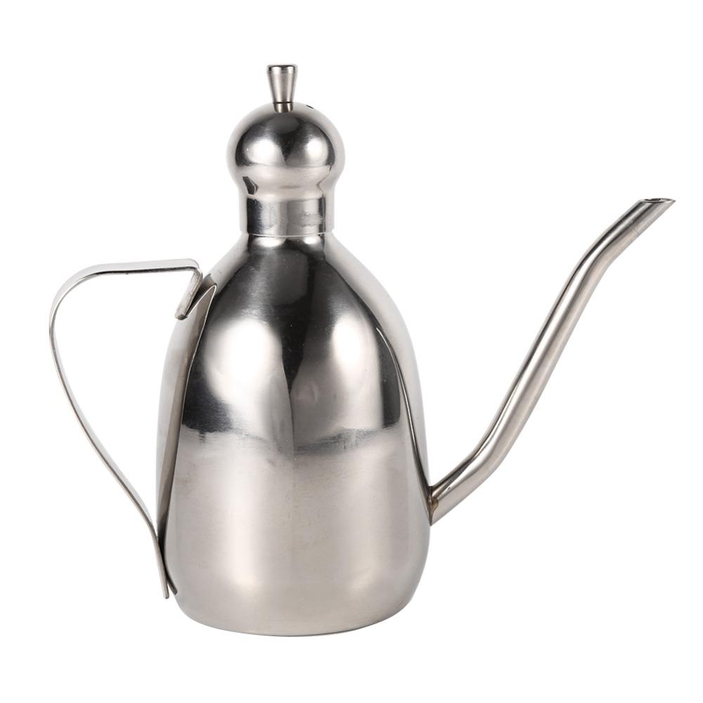 Stainless Steel Oil Dispenser Bottle 350ml Long Spout Oil Bottle Vinegar Dispensing