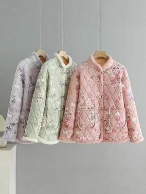 Stilvolle Winter-Baumwolljacke mit Fleece für Mütter - Warm, Modische Chinesische Nationalstil-Oberbekleidung für Frauen mittleren Alters & Ältere.